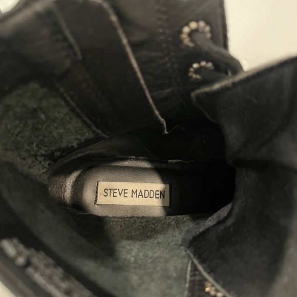 NWOB Steve Madden Size 6.5 Tornado Combat Boots Lace Up Black Vegan Leather - Picture 9 of 9